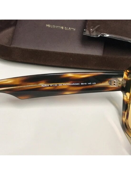New Authentic Tom Ford TF1153 52E “Redford” Sunglasses – Dark Havana with Yellow main image 4
